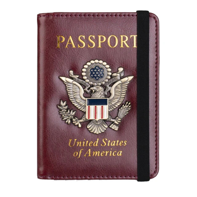Eagle Print PU Leather Card Holder Passport Wallet with Elastic Change Purse-image
