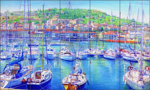 Marina Fliese Backsplash Mayumi Ohno Frankreich Kunst Keramik Wandbild POV-MO010 - Bild 1 von 2