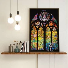 Banksy Stained Glass Church Praying Boy Cathedral Wall Art Print Graffiti Decor