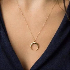 Women's Fashion Jewelry Gold Or Silver Crescent Moon Pendant Necklace 76-9