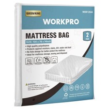 WORKPRO 2-PK 2mil Queen/King Plastic Mattress Bag for Moving Storage Protection
