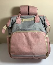 Pink/Blk Travel Bassinet Portable Baby Bed, Diaper Bag, Backpack with USB Clean