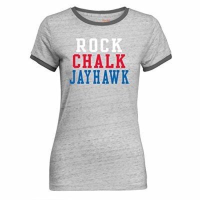 NCAA Tomboy Women's Ringer Short Sleeve TeeKansas JayhawksCharcoalXx-Large