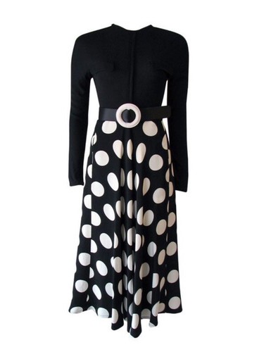 Vintage 1970er Geoffrey Beene Saks Fifth Ave gepunktetes Kleid Beschreibung lesen ohne Gürtel