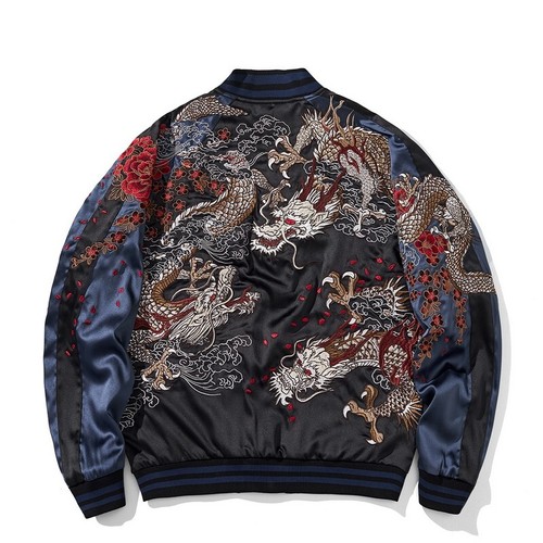 Mens Sukajan Souvenir Jacket Reversible Japanese Pattern Embroidery Dragon - Picture 12 of 41
