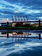 Canvas Print 20x30” , Felixstowe port, water,  Reflection, photo