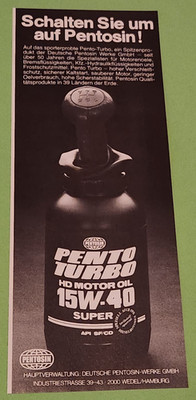 33. Pentosin Works Pento Motor Oil 15W-40 Advertisement Advertising 1983