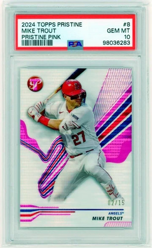 2024  MIKE TROUT  Topps Pristine Pink  # 8   2/15   PSA 10   GEM MT