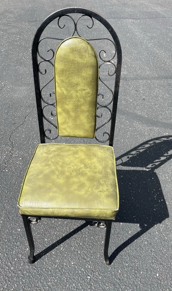 Vintage Mid-Century Spanish Revival Douglas Furniture Wrought Iron Dining Chairs - Image 2 of 4