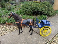 Vintage 1980s Sindy Doll Horse & Gig Blue Carriage/Cart Set Pedigree Toys 