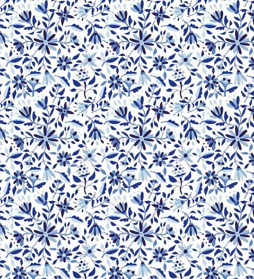 Ambesonne Blue Queen Duvet Set Pillow Shams Modern Flowers Leaves Buds Print - Image 2 of 2