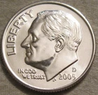 SELLING AS SHOWN - 2005 D UNCIRCULATED ROOSEVELT DIME ~ NICKEL CLAD COPPER ~ 602