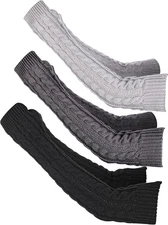 Bememo 3 Pairs Arm Warmers Long Fingerless Gloves Knit Wrist Warmers with Thumb