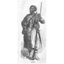 ALGERIA Turcos Soldier - Antique print 1859