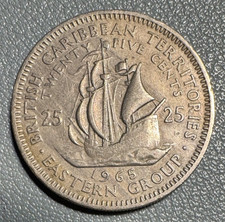 1965 Eastern Caribbean Territories 25 Cent Coin - Excellent Condition