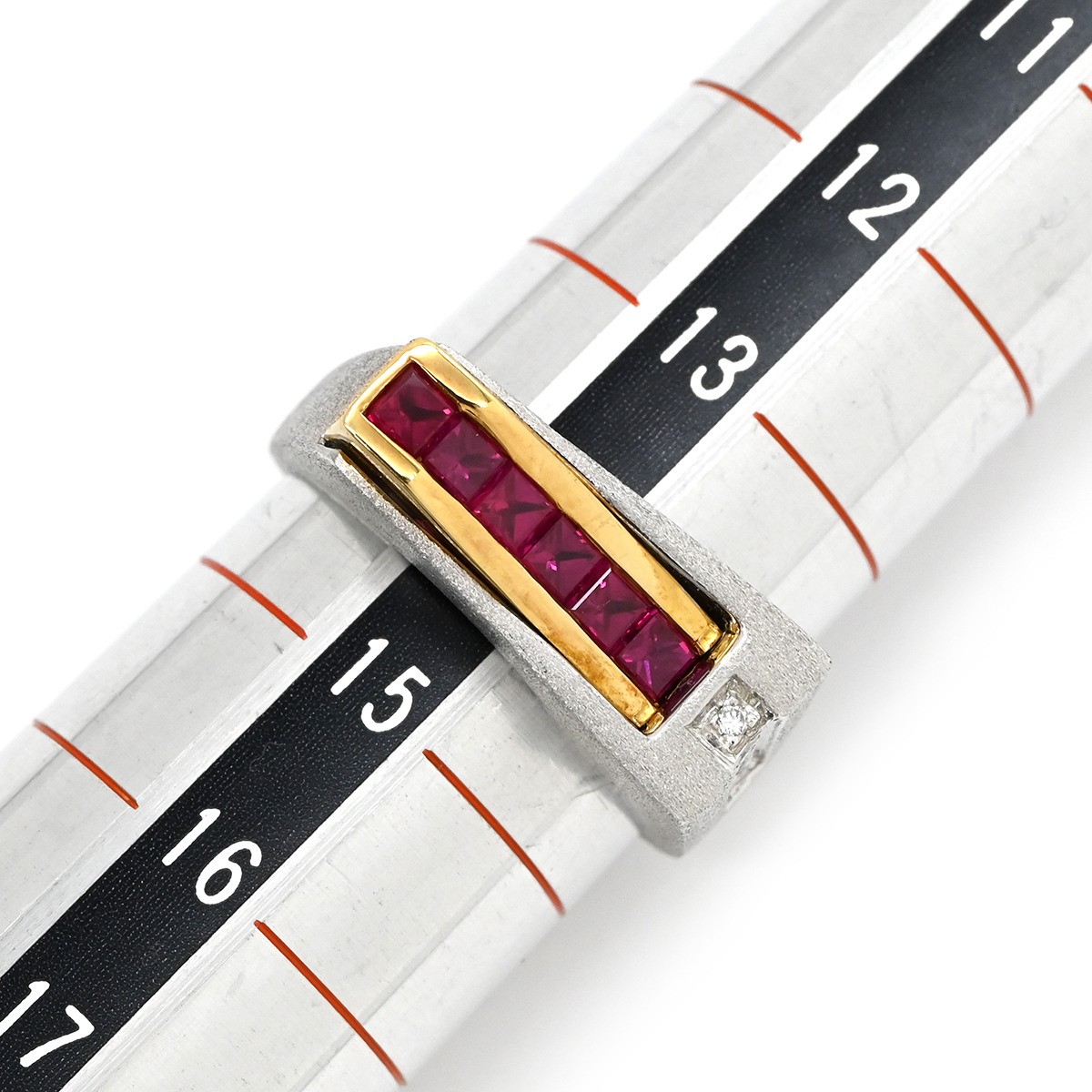 Ring ring Ruby 0.6ct Earring K18WG Ruby diamond W… - image 8
