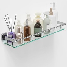 24" Chrome Polished Glass Shelf - Stylish Bathroom Wall Storage Solution