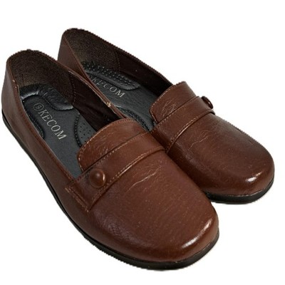 Kecom Womens Brown Faux Leather Flat Heel Loafers Size 9