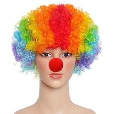Clown Costume Clown Wig Red Nose Accessories for Halloween Parties Decorations