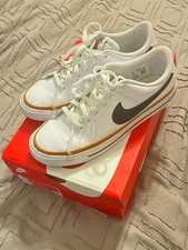 Nike Court Legacy GS White Black Desert Ochre Size 6Y
