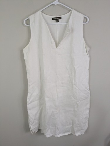 Tommy Bahama Dress Women's Medium White Sleeveless 100% Linen Casual