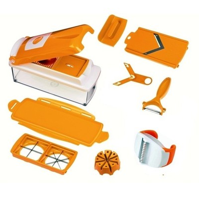 Genius - Nicer Dicer Plus Gemüseschneider ''Orange'' + Chef'n Zitonenreibe 12-tlg.