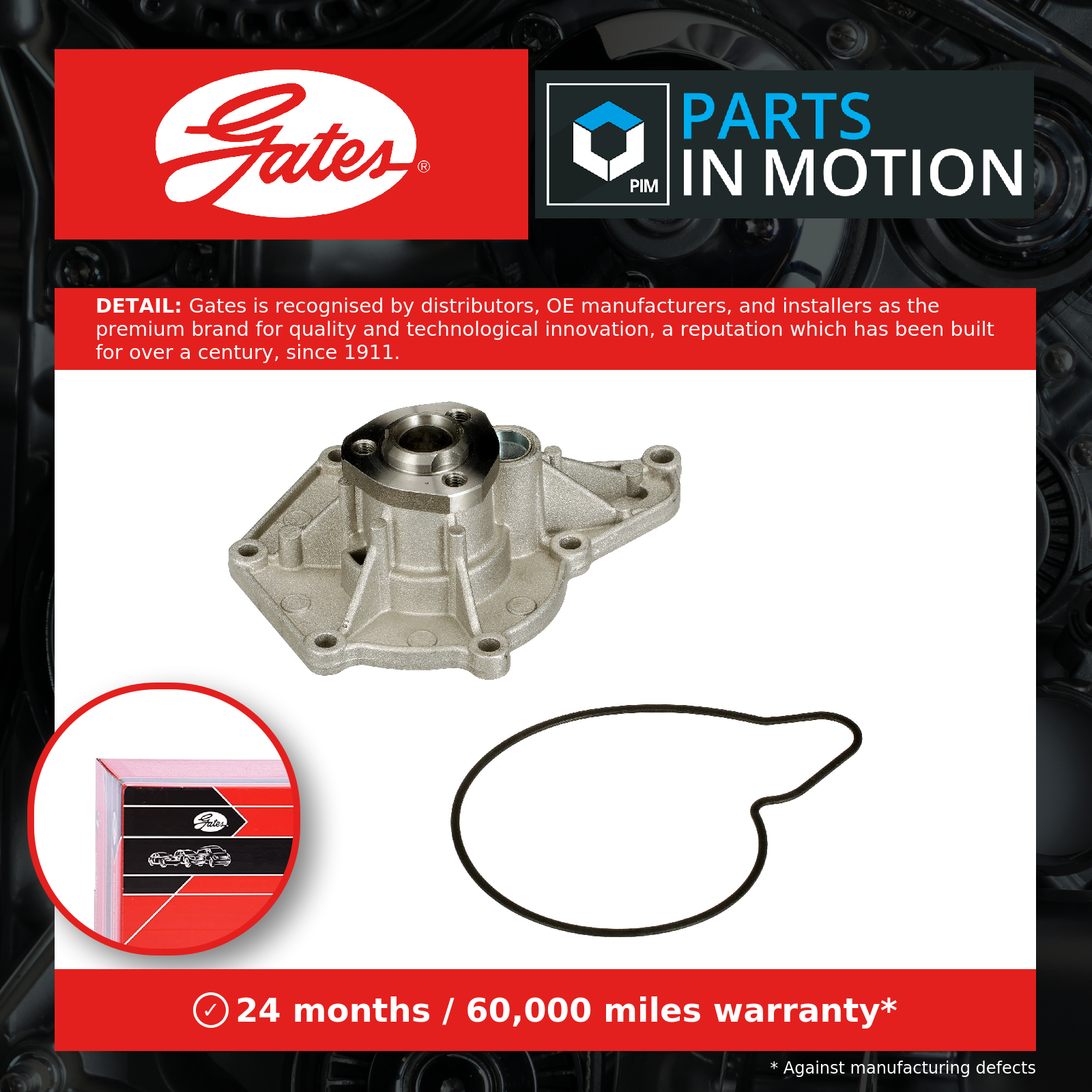 Engine Cooling Water Pump Fits Audi A4 Allroad A5 A6 Porsche VW GATES WP0136 - Image 3
