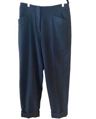 Club Monaco Womens Black Pants Sz 8 Dress Pant Straight Cuffs Pockets Cotton