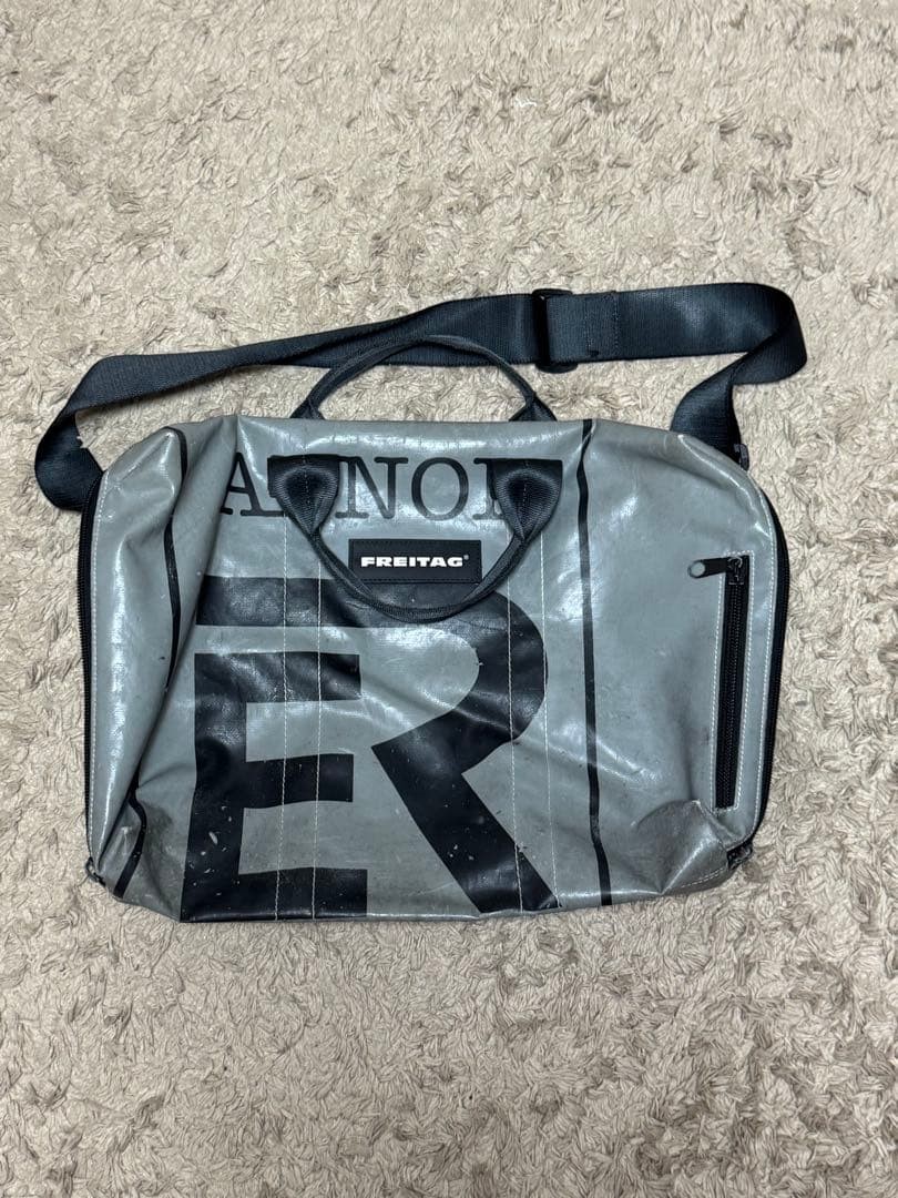 Freitag F77 BEN Boston Sports Shoulder Bag Gray Rare Logo Design with ID Japan