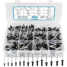 500pcs Black Rivets Pop Rivets Assortment Kit, 14 SAE Sizes Aluminum Rivets (...