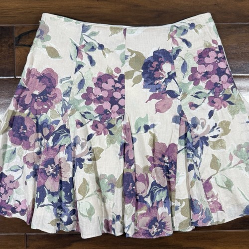 Lauren Ralph Lauren Women's Size 10 Floral Linen A Line Mini Skirt $165 - Picture 9 of 12
