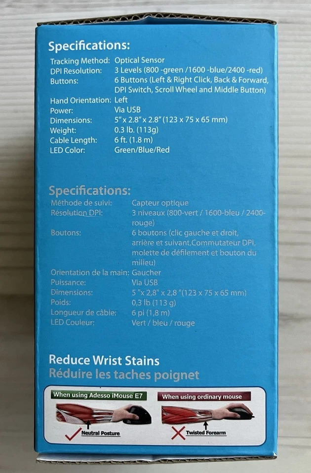 Adesso Imouse E7 - Ergonomic Mouse for Left Hand, with Cable, Programmable - Image 4 of 4