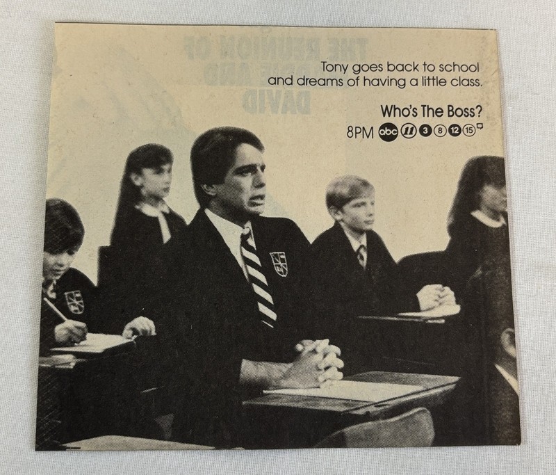 1988 ABC tv ad ~ WHO'S THE BOSS ~ Tony goes back to school