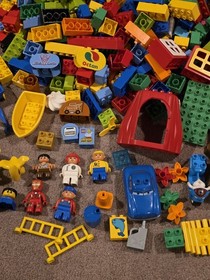 HUGE Lego Duplo lot bulk Figures Train Cars Base Plates And Many Extras 18+ Lbs.