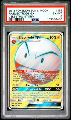 2018 POKEMON SUN & MOON CELESTIAL STORM #155 FULL ART/ELECTRODE GX PSA 6