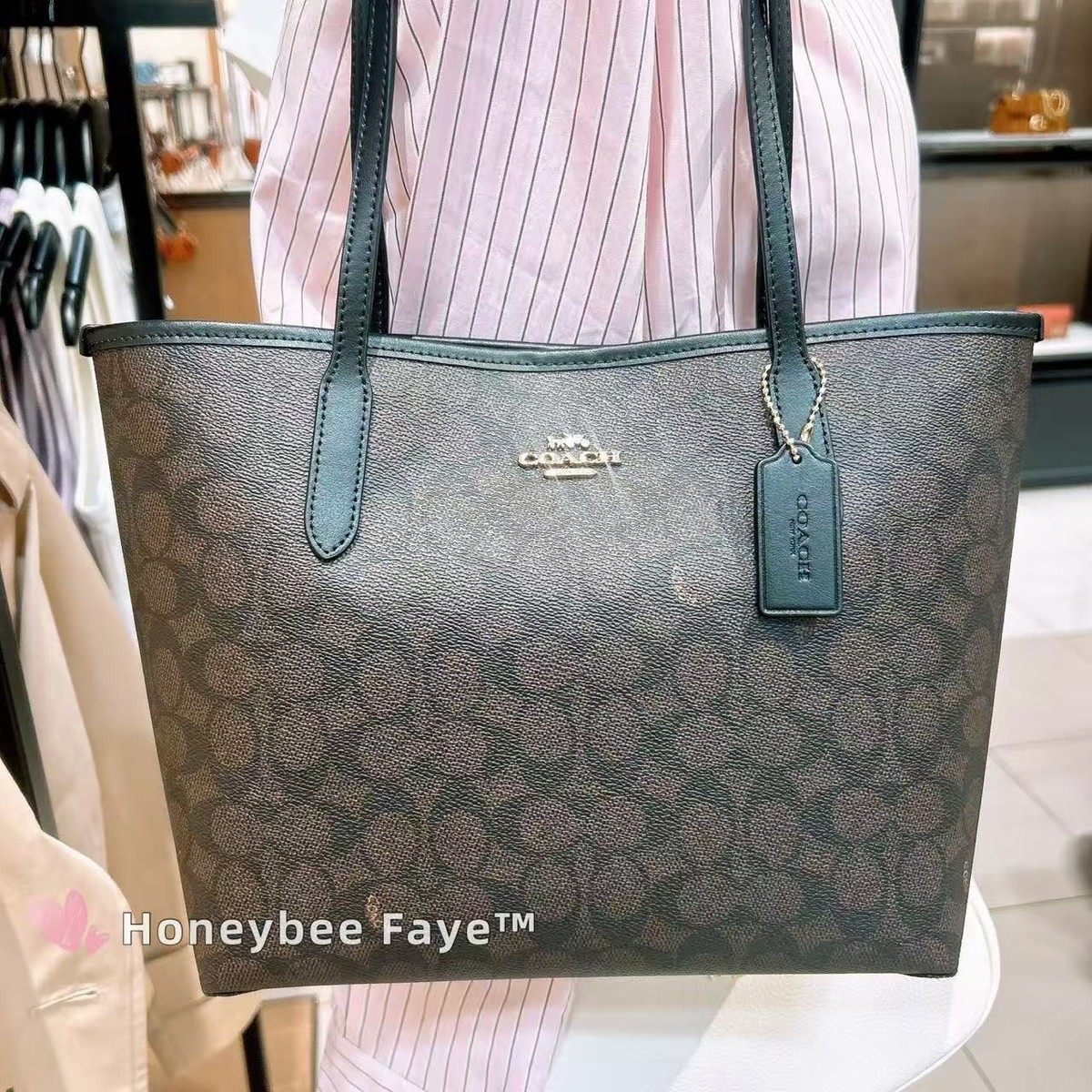 NWT Coach Medium City Tote Bag In Signature Canvas CDX82 | eBay