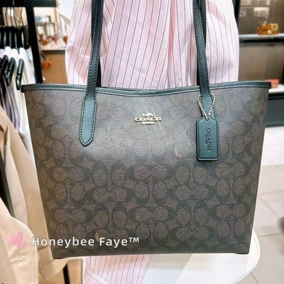 NWT Coach Medium City Tote Bag In Signature Canvas CDX82 | eBay