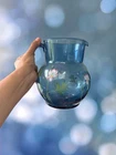 FENTON Hand Painted K. LAUDERMAN  FEDERAL BLUE BULBOUS PITCHER