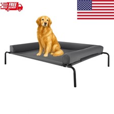 Elevated Dog Bed Large Dogs Raised Pet Cot Portable Mesh Bed Pillow XL Gray