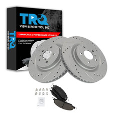 Trq Front Brake Pad And Rotor Set Ceramic G Coated Slotted Drilled Rotors