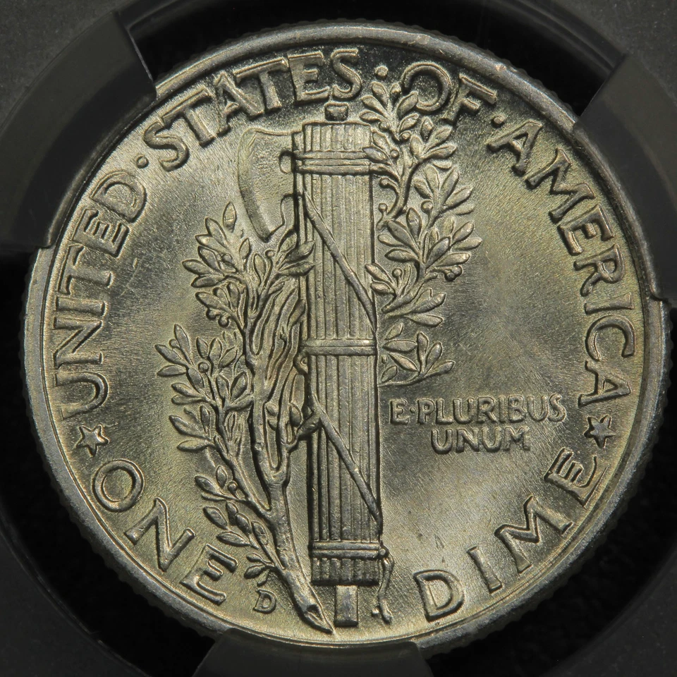 1941 D Full Split Bands Mercury Silver Dime 10C CACG MS 62 FB CAC - Image 4 of 4