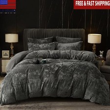 Ultra Soft Velvet Duvet Cover Set King Size 3 Picec Breathable Cozy Bedding New