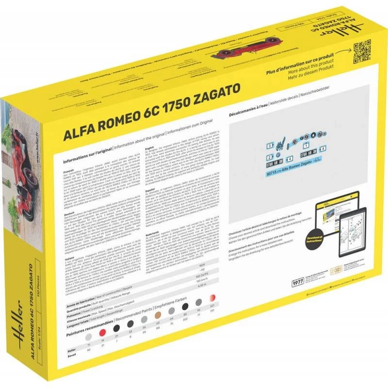 Modello Auto Alfa Romeo 6C 1750 Zagato |HELLER|80715| 1:24 Modello Carro Armato - Immagine 4 di 4