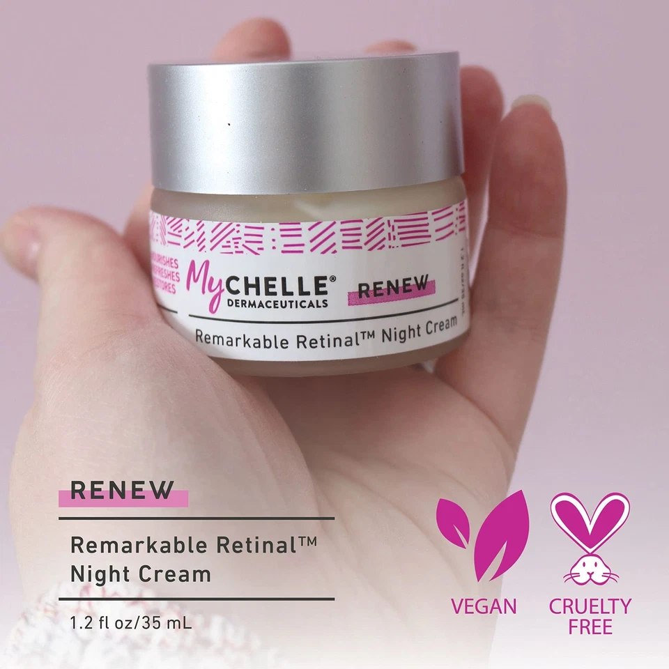 Crema hidratante antienvejecimiento MyChelle Retinal Night 1,2 fl oz esquí vegano limpio... Foto 2 de 4