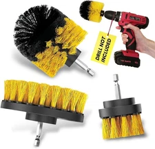 Drill Brush Car Detailing Attachment Set - 3 Piece Power Scrubber Brush Kit for