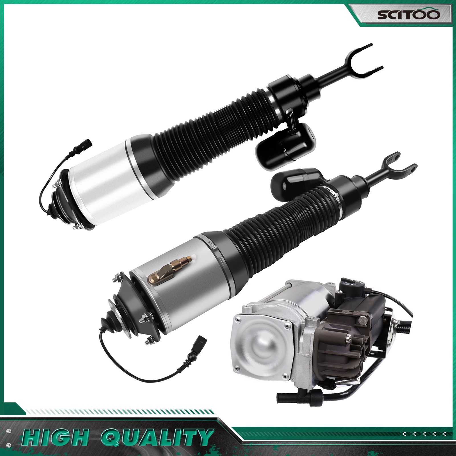 3PCS Front Air Suspension Strut & Compressor For Bentley Continental Flying Spur