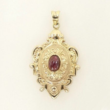 14K Yellow Gold Vintage Oval Garnet Cabochon ...