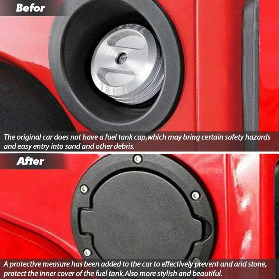 Locking Fuel Filler Gas Cap Door Cover For Jeep Wrangler JK 2/4 Door 2007-2017 Foto 3 de 4
