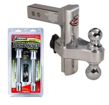 Trimax 8" Adjustable Aluminum Drop Hitch & Keyed Alike Lock Set for 2" Receivers