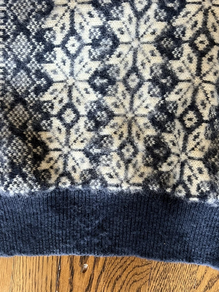 Винтажный XL Henry Grethel 100% Шетландская шерсть тяжелый коренастый свитер синий серый - Изображение 4 из 4